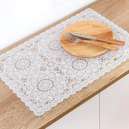 4 Stück, Platzdeckchen aus PVC, wasserdicht, aus Spitze, wasserdicht und leicht zu reinigen, Hochzeitsdekoration, Tischset für Zuhause, 45 x 30 cm