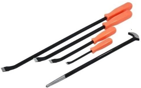 JUEGO 4 DE PALANCAS 200 mm, 300 mm, 450 mm y 600 Y 1 BARRA SACAR CLAVOS. Palancas de extraccion