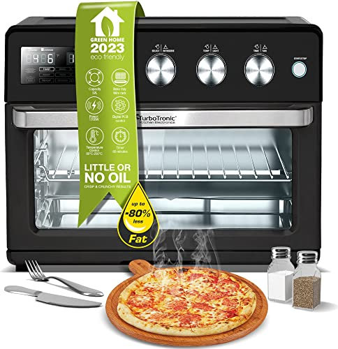 TurboTronic Horno de Aire Caliente XXL 32L con Spiedo Giratorio, 5 en 1: Horno, Deshidratador, Freidora sin Aceite, desde 25°C, Potencia 1700W