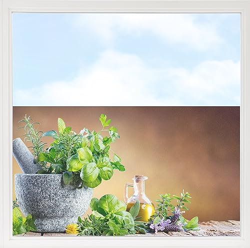 GRAZDesign Fensterfolie Blickdicht Sichtschutz, Sichtschutzfolie Fenster, Glastüren, Küche Küchenfenster, Milchglasfolie Bedruckt mit Motiv Kräuter 100x57cm