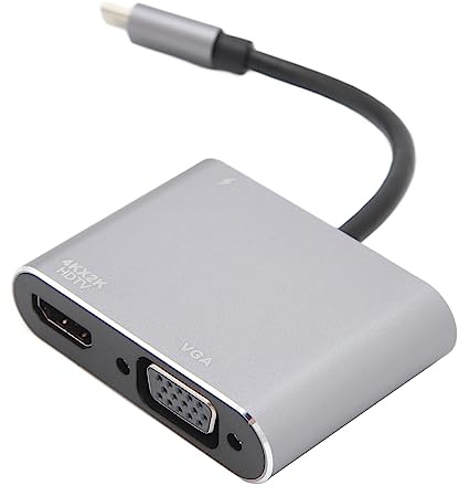 Hub USB C, Adaptateur Multi-Ports 4 en 1 de Type C, Type C vers 4K HDMI VGA USB3.0, Prise en Charge de la Charge Rapide 100 W PD3.0, Station d'accueil USB à Transmission Stable