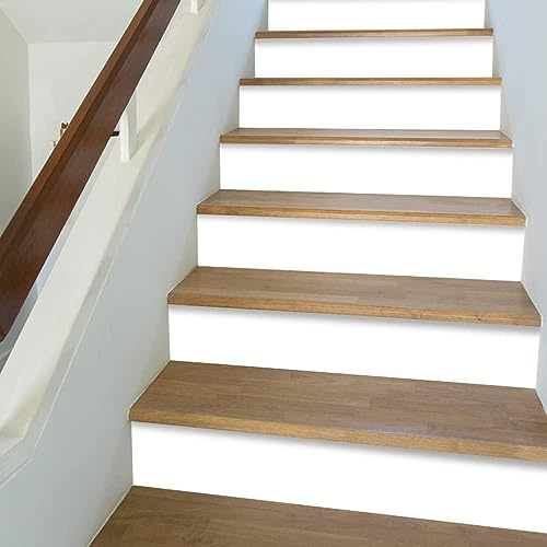 Funlife Contremarche escalier Autocollant Stickers blanc, 100cmX18cm-14Pcs | Carrelage imperméable Motif Auto-Adheisve, contre marche pour escalier Amovible Peler et coller Décoration intérieure DIY