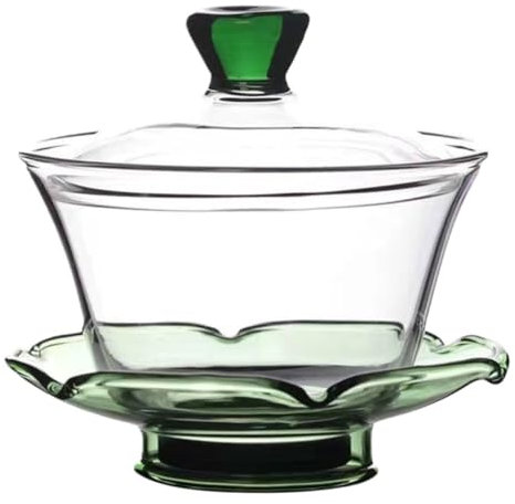 LIFKOME Teetasse aus Glas Zierliche Terrine Elegante Chinesische Teetasse Klare Glas-teetasse für Jasmintee Grüntee Oolong-tee Servieren und Aufbewahren Deckel Schützt vor Staub
