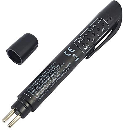 EASONGEE Universal Brake Fluid Tester, 5 LED Auto Diagnostic Brakes Testing Pen, Portable Precision Car Brake oil Tester Pen, Brake Fluid Moisture Analyzer Brake Fluid Tester Pen for DOT3 DOT4 DOT5