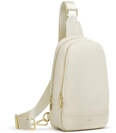 Kattee Leder-Schultertasche für Damen mehrere Fächer Umhängetasche weiche Brusttasche Gürteltasche
