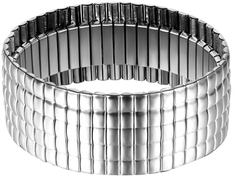 JewelryWe Schlangen Armreif Damen Elastisch: Edelstahl Stretch Armband Elastisch Schlangenarmband Manschette Armspange für Frauen Mädchen 8/10/12/20mm Breite Gold/Silber