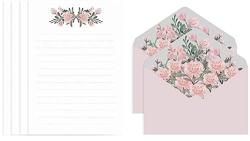 Briefpapier, Briefpapier, Blumen-Umschlag, Set, breit, liniert, Briefpapier für Zuhause, Party, Einladung, Dankesbrief