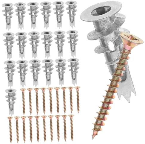ROMISBABA 20ensembles Ancrages pour Cloisons Sèches Et Vis Autoperceuses pour Murs Creux Kit De Fixation pour Plâtre