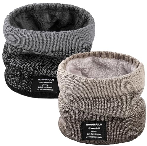 DKDDSSS 2 PCS Winter Schlauchschal, Winter Halsschlauch Herren Ski, Schal Herren Winter, Schal Halstuch Herren, Dick Fleece Loop Schal Winddichte für maske, for Herren Damen