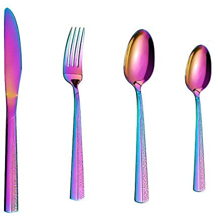 Ensemble de couverts 4 pièces Ensemble de vaisselle vintage Ensemble de couteaux, fourchettes et cuillères en acier inoxydable Couverts de table Cuisine de luxe Vaisselle complète Ensemble de couvert