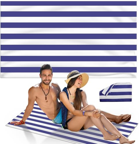 MOLHEM Beach Towel Quick Dry Microfibre, Double Sided Quick Dry Absorbent Beach Towels Sand Free, Lightweight, Compact for Travel Swimming Yoga Gym(160x90cm, 63x35in) (Blue)