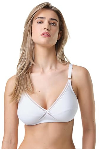 Spiman Reggiseno Mira in Cotone Elastico Senza Ferretto, Modello Incrociato Coppa B, 92% Cotone 8% Elastane, Spalline Regolabili (IT, Taglia della Coppa & Taglia della Fascia, B, 5, Bianco)