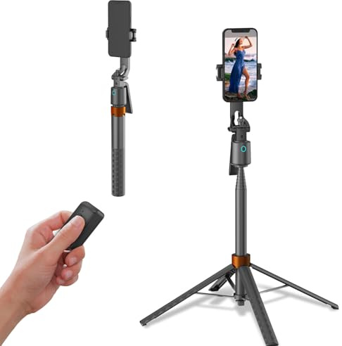 Gesichtstracking-Stativ, 360° drehbar, Handy-Kamera-Halterung, 177,8 cm, keine App erforderlich, automatisches Gesichts-Tracking-Stativ mit Fernbedienung und Gestensteuerung für iPhone, Android