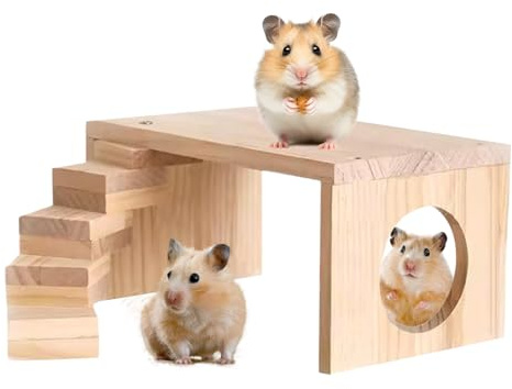 CAMEIRGOU Hamster Plattform Holz Hamster Spielplatz Plattform Hamster Käfig Plattformen Holz Kleintiere Stand Plattformen Hamster Käfig Zubehör für Rennmäuse Chinchillas