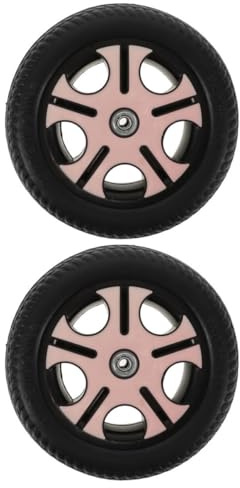 Kinder Dreirad Räder 2 Stück Kunststoff Rosa mit 0,8cm Lochdurchmesser | Rollerreifenwechsel Ersatz Roller Ersatzteile, Räder für Elektroroller, Leichtmetallfelgen für Roller