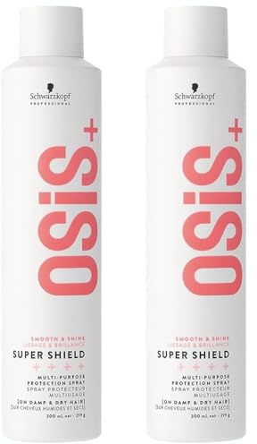 Schwarzkopf Professional OSiS Super Shield Spray Thermoprotecteur Multiusages Protection Thermique Pour Cheveux Longs Réduire L'Emmêlement Contre Le Teint Terne 300 ml - lot de 2