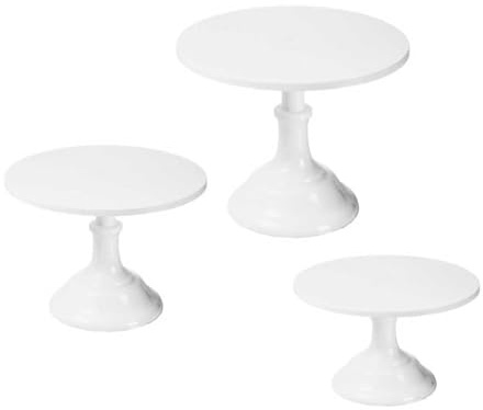 Yumzxin 3-Pack White Cake Stand Set - 8, 10, 12 Inch Metal Dessert Display Stands for Wedding, Birthday, Baby Shower Party Serving