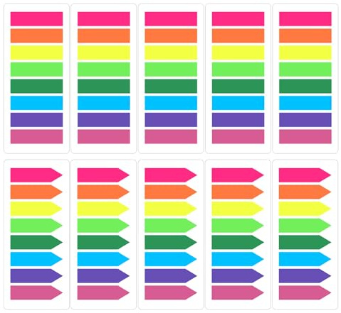 Hanyousheng 2400 Stück Haftnotizen Set, 8 Farben Klebezettel, Sticky Notes, Seitenmarker selbstklebend, repositionierbare und beschreibbare Lesezeichen für Büro, Schule, Studium