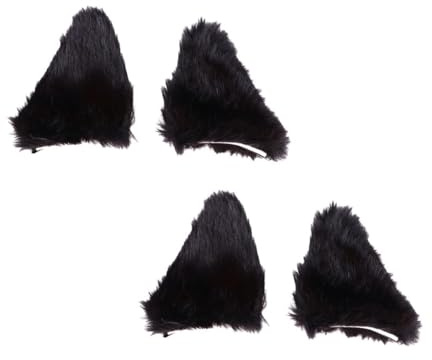 Abaodam 2 Paar Flauschige Katzenohr Haarnadeln aus Schwarzem Flanell Bequem und Weiches Gefühl für Halloween Partys und Cosplay Kostüme für Mädchen