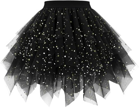 OBBUE Damen Karneval Tüll Rock 1950er Rockabilly Tütü | Petticoat Unterrock, Ballett Tütüs, Halloween Kostüm, Festivals Christmas Partei Tüllrock, Abschlussfeier, Tanzrock