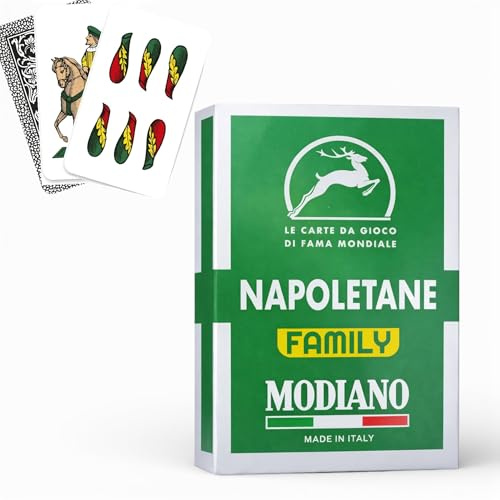 topolenashop Modiano Family Carte Napoletane da Gioco – Mazzo Regionale in Cartoncino Duplex Rinforzato 410 g/m² – Scopa Briscola Tresette – 100% Made in Italy 80000344