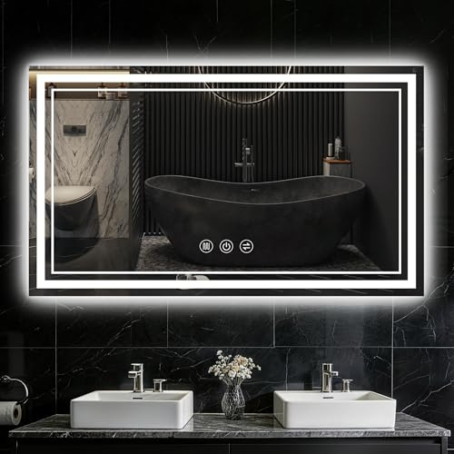 Badspiegel mit Beleuchtung 120x70cm LED Bad Spiegel Beschlagfrei Rechteckig
