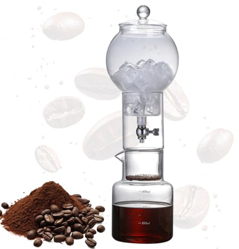 Gotero de Hielo de Torre Hecho a Mano, Cafetera de torre de goteo Cold Brew, Cafetera de Goteo en Frío Ice Cold Brew Dripper, máquina de café frío de Vidrio Desmontable, Torre de café frío de(Color:B)
