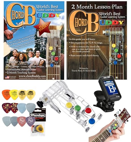 Chord Buddy Gitarre Learning System mit True Tune Chromatisches Stimmgerät & Fender Picks Paket