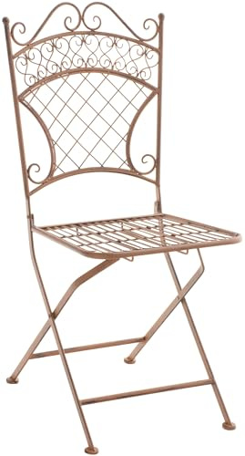 CLP Eisen-Klappstuhl Adelar im nostalgischen Design I Klappbarer Gartenstuhl mit edlen Verzierungen I erhältlich, Farbe:antik braun