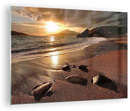 Vidrios decorativos Playa nubes noche costa Cuadro Sobre Vidrio Moderno 70x50cm Decoracion Salon Dormitorio Cocina Cuadros Pared Impresiones Impresión en Cristal Wall Art Prints Decor GAA70x50-2527