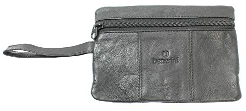 Black Leather Safety Money Belt (Folds Inside Trousers) Travel Accessory Gift - A