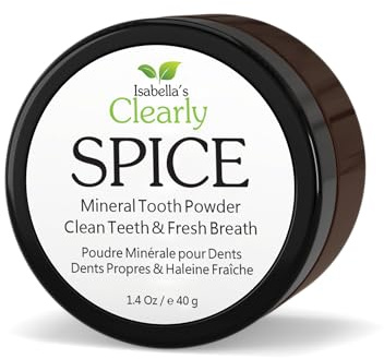Clearly SPICE, poudre dentaire naturelle reminéralisante pour des dents et des gencives saines, des dents sensibles, anti-carie. Dentifrice blanchissant sans fluorure pour adultes et enfants (40g)