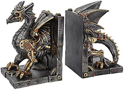 Nemesis Now Dracus Machina Buchstützen, 27 cm, Bronze
