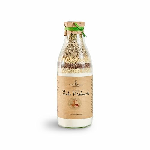 Brotbackmischung Frohe Weihnachten Retro Backmischung im Glas Flasche Geschenk Geschenkidee
