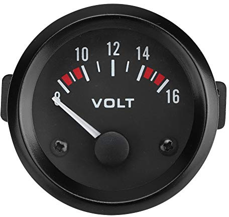 Gorgeri Universal 12 V Voltmeter, Auto, 52 mm/2 Zoll, Spannungsmesser, Gauge 8 – 16 V, BX100007