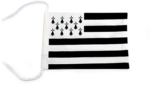 Drapeaux Breton embleme de la Bretagne Gwen Ha du (A ficelles Qualité Normale, 15x20 cm)