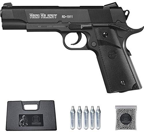 Ecommur. RD1911 Red Alert gamo | Pistola de perdigones (Bolas BB's de Acero) de Aire comprimido semiautomática Tipo Colt 1911 Cal. 4,5mm + maletín + balines y CO2