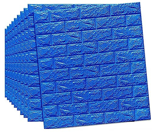 77X70cm Papier Peint En Briques Blanches 3D, Panneaux Muraux 3D Fond D'écran de Mur de Briques Autocollant Auto-Adhésif Panneau Mural Étanche pour La Décoration de La Maison Bricolage F,20pcs