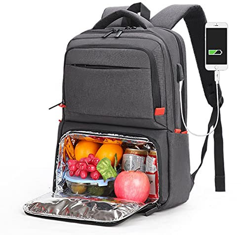 scosao Zaino Termico a Prova di Perdite, Borsa Frigo Isoterma con Scomparto Refrigerante, Multifunzione Zaino per Laptop con Porta di Ricarica USB per Uomo Donna, PIC-nic, Barbecue, Campeggio,Black