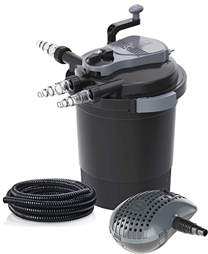 Heissner Druckfilter Set FPU20000-00 inkl. 24 Watt UV-C Teichkärer Teichpumpe und Anschlussschlauch