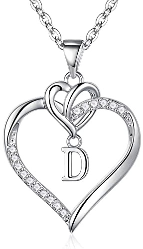 STORUP Heart Initial Necklaces for Women, Dainty Heart Letter D Pendant Necklace Jewelry for Women Mothers Day Birthday Gifts for Mom