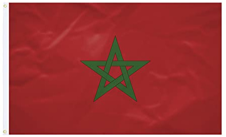 Bandera de Marruecos – 60 x 90 cm – Tejido reforzado – Costura duradera – Colores vivos – Bandera exterior interior – ojales integrados – Bandera nacional