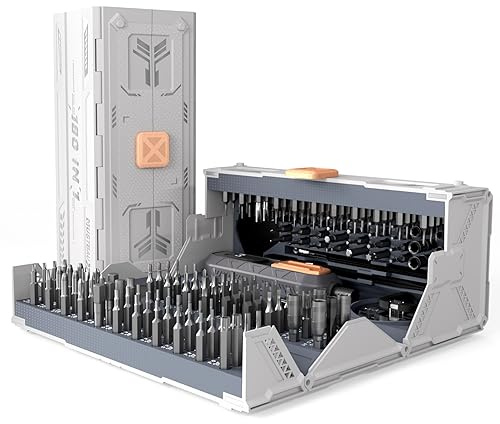 Mustbau 180 in 1 Kit di Cacciaviti di Precisione, Mini Cassetta Degli Attrezzi Meccanica con Torx T1-T20, Phillips 1.0-3.5, Triangolo 2.0-3.0, Hex H 0.7-6.0 per Telefono, Laptop, Occhiali, Fotocamera