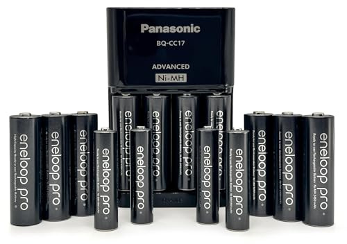 Eneloop Panasonic K-KJ17KCA104 pro Rechargeable Batteries Power Pack; 10AA, 4AAA, and Advanced Individual Battery Charger