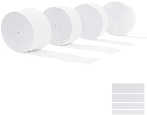 TITIGIFT 20 Meter 4 Stück Schwarze Gummiband Nähen, Enthalten 10mm 20mm 30mm 40mm Gummiband Breit,Elastisches Band Gute Elastizität Und Nicht Leicht Zu Verformen Elastic Band (Weiß)