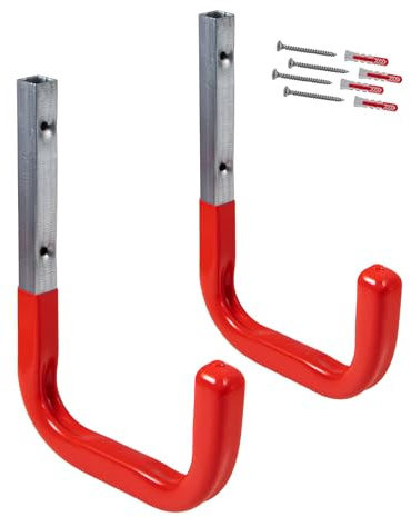 Gedotec Wandhalterung - Wandhaken zum Schrauben Stahl verzinkt gummiert | MONO | 2 Stück Gerätehaken Länge: 250 mm inkl. Befestigungsmaterial | Allzweckhaken aus Metall | Wandhalterung Garage
