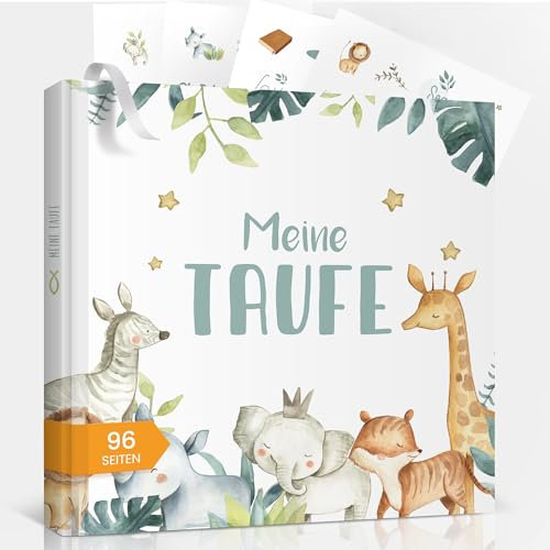 Legezon Meine Taufe – Gästebuch & Erinnerungsbuch zur Taufe mit Aufklebern | Taufgeschenk für Mädchen & Jungen, Patenkind | Taufalbum zum Ausfüllen für Glückwünsche & Fotos