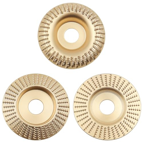 Tiardey 3 Stück Schleifscheibe Holz, Raspelscheibe für Winkelschleifer, Holzkarbid-Schleifscheibe, Schleifscheibe, Schleifscheibe, Winkelschleifer (golden)