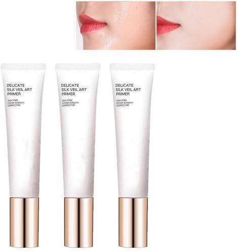 Tfit Primer Makeup, 3 Stück Makeup Primer für Makellose Glatte Haut & langanhaltendes Makeup, Concealing Tone Up Primer, Delicate Silk Veil Art Primer, Perfektioniert Deinen für Haut