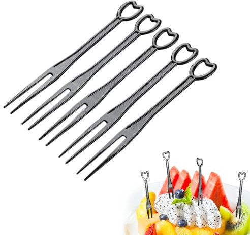 300pcs Disposable Plastic Fruit Forks, Plastic Utensils Heavy Duty, Disposable Forks Plastic Utensils for Parties Picnics (Black)